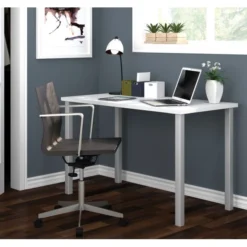 Bestar 24" X 48" Table With Square Metal Legs In White -office furniture sale b54c9d14ef462e9a9d0a598c696b488145