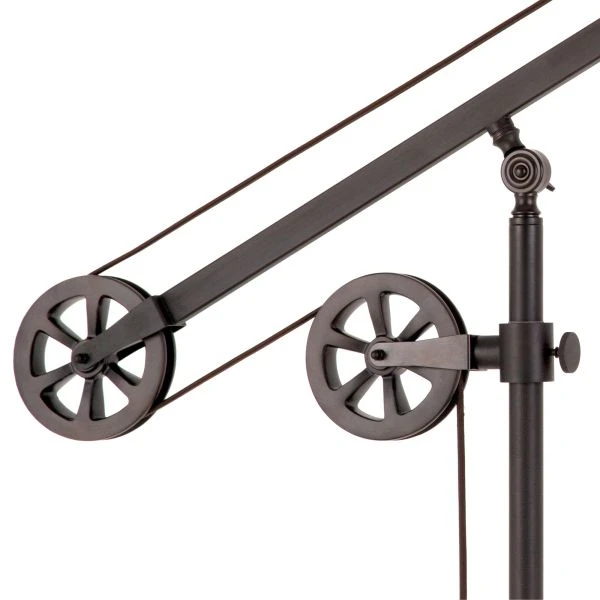 Descartes 29" Tall Wide Brim/Pulley System Table Lamp With Metal Shade In Blackened Bronze/Blackened Bronze 5 Descartes 29" Tall Wide Brim/Pulley System Table Lamp With Metal Shade In Blackened Bronze/Blackened Bronze - Image 5
