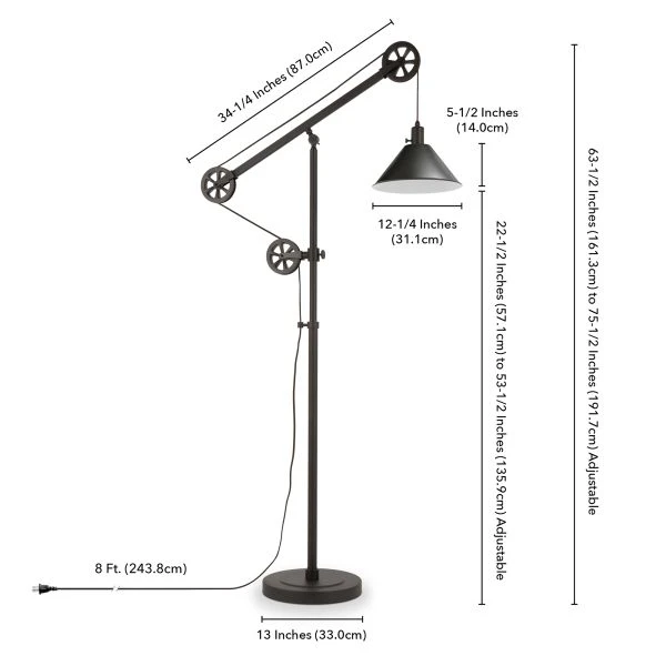 Descartes Pulley System Floor Lamp With Metal Shade In Blackened Bronze/Blackened Bronze 6 Descartes Pulley System Floor Lamp With Metal Shade In Blackened Bronze/Blackened Bronze - Image 6