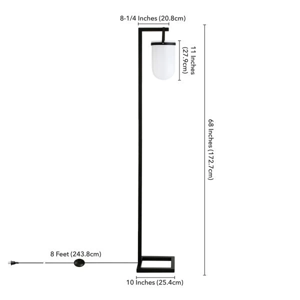 Shiloh 68" Tall Floor Lamp With Glass Shade In Blackened Bronze /White Milk 3 Shiloh 68" Tall Floor Lamp With Glass Shade In Blackened Bronze /White Milk - Image 3