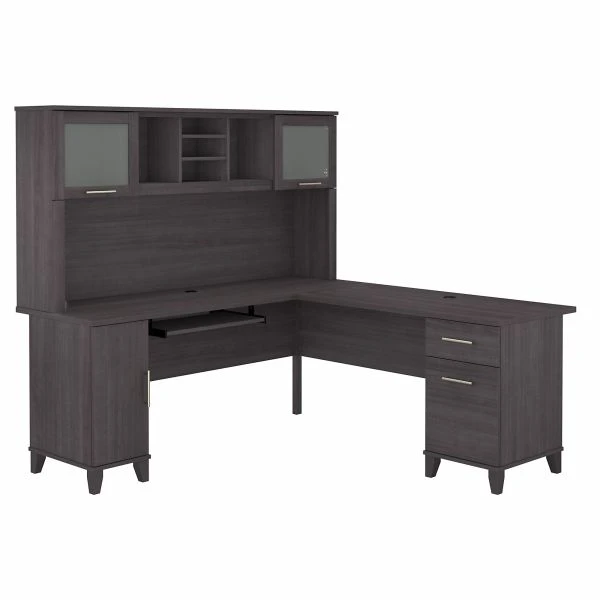 Bush Furniture Somerset 72W L Shaped Desk With Hutch In Storm Gray 1 Bush Furniture Somerset 72W L Shaped Desk With Hutch In Storm Gray