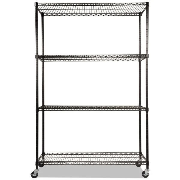 Alera NSF Certified 4-Shelf Wire Shelving Kit With Casters, 48w X 18d X 72h, Black 6 Alera NSF Certified 4-Shelf Wire Shelving Kit With Casters, 48w X 18d X 72h, Black - Image 6