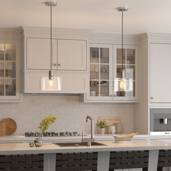 Henri 10" Wide Pendant With Glass Shade In Polished Nickel/Clear 2 Henri 10" Wide Pendant With Glass Shade In Polished Nickel/Clear - Image 2