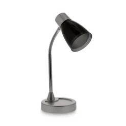 Bostitch Adjustable LED Desk Lamp, 4.5" Dia Base, 20" Tall, Chrome/Black