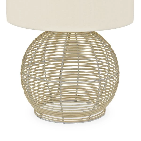 Bryn 21.5" Tall Rattan Table Lamp With Fabric Shade In Rattan/White 4 Bryn 21.5" Tall Rattan Table Lamp With Fabric Shade In Rattan/White - Image 4