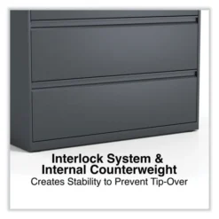 Alera Lateral File, 4 Legal/Letter/A4/A5-Size File Drawers, Charcoal, 42" X 18.63" X 52.5" -office furniture sale b7f1556753df56048a47ef503431f70066