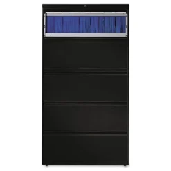 HON 800 Series Five-Drawer Lateral File, Roll-Out/Posting Shelves, 36w X 67h, Black