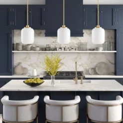 Agnolo 9.62" Wide Pendant With Glass Shade In Brass/White Milk -office furniture sale b823ab77e2d84495dbc6d6b92e5131ce67