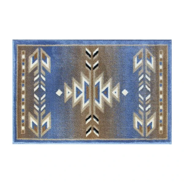 Lodi Collection Southwestern 2' X 3' Blue Area Rug - Olefin Rug With Jute Backing For Hallway, Entryway, Bedroom, Living Room 2 Lodi Collection Southwestern 2' X 3' Blue Area Rug - Olefin Rug With Jute Backing For Hallway, Entryway, Bedroom, Living Room - Image 2
