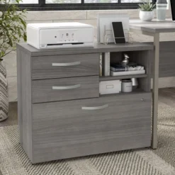 Bush Business Furniture Hybrid Office Storage Cabinet With Drawers And Shelves In Platinum Gray -office furniture sale b9074aa459d113c89d9842c32ce046d1cd