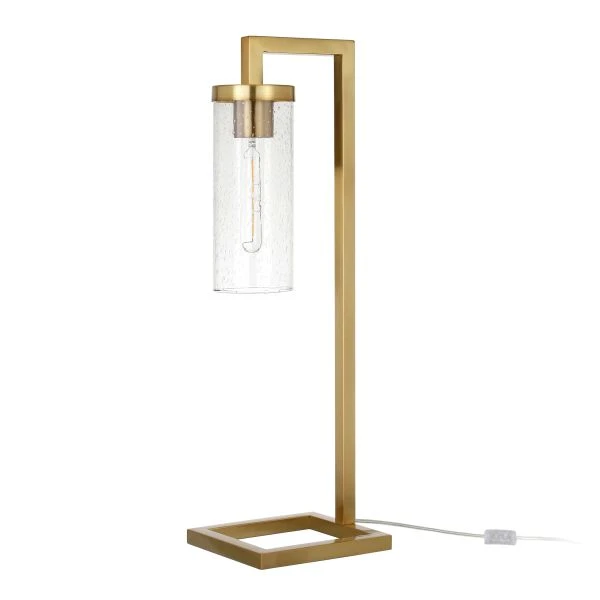 Malva 26" Tall Table Lamp With Glass Shade In Brass/Seeded 6 Malva 26" Tall Table Lamp With Glass Shade In Brass/Seeded - Image 6