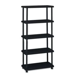 Iceberg Rough N Ready Open Storage System, Five-Shelf, Blow-Molded HDPE, 36w X 18d X 74h, Black