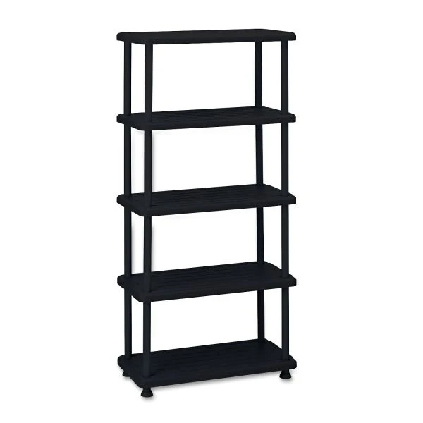 Iceberg Rough N Ready Open Storage System, Five-Shelf, Blow-Molded HDPE, 36w X 18d X 74h, Black 1 Iceberg Rough N Ready Open Storage System, Five-Shelf, Blow-Molded HDPE, 36w X 18d X 74h, Black