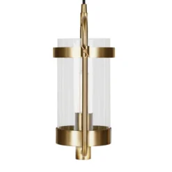 Orion 11" Wide Industrial Pendant With Glass Shade In Brass/Clear -office furniture sale b9b388d4d6c8b3996c9c64c2493a7bbfe0