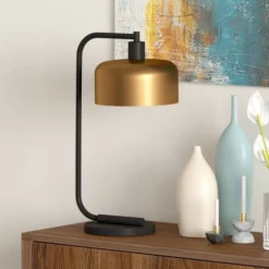 Cadmus 20.5" Tall Table Lamp With Metal Shade In Blackened Bronze/Brass/Brass -office furniture sale ba007ae77dffe512b341e4e4faa05efca7