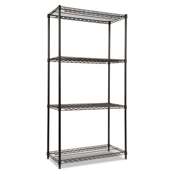 Alera NSF Certified Industrial Four-Shelf Wire Shelving Kit, 36w X 18d X 72h, Black 9 Alera NSF Certified Industrial Four-Shelf Wire Shelving Kit, 36w X 18d X 72h, Black - Image 9