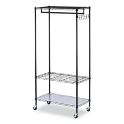 Alera Wire Shelving Garment Rack, 30 Garments, 36w X 18d X 75h, Black
