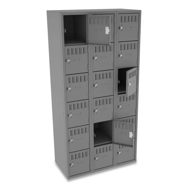 Tennsco Box Compartments, Triple Stack, 36w X 18d X 72h, Medium Gray 2 Tennsco Box Compartments, Triple Stack, 36w X 18d X 72h, Medium Gray - Image 2