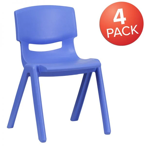 Whitney 4 Pack Blue Plastic Stackable School Chair With 13.25'' Seat Height 2 Whitney 4 Pack Blue Plastic Stackable School Chair With 13.25'' Seat Height - Image 2