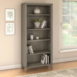 Bush Furniture Somerset Tall 5 Shelf Bookcase In Ash Gray -office furniture sale ba532be20c8c9b0ca066135a19ce6a4209