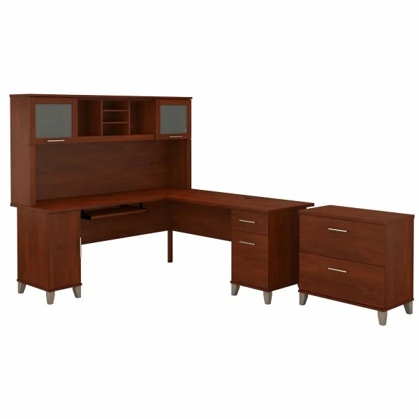 Bush Furniture Somerset 72W L Shaped Desk With Hutch And Lateral File Cabinet In Hansen Cherry 1 Bush Furniture Somerset 72W L Shaped Desk With Hutch And Lateral File Cabinet In Hansen Cherry