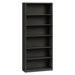 HON Metal Bookcase, Six-Shelf, 34.5w X 12.63d X 81.13h, Charcoal