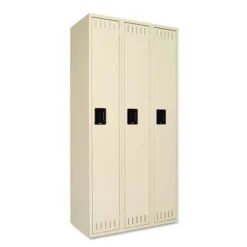 Tennsco Single-Tier Locker, Three Lockers With Hat Shelves And Coat Rods, 36w X 18d X 72h, Sand