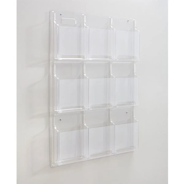Safco Reveal Clear Literature Displays, 9 Compartments, 30w X 2d X 36.75h, Clear 6 Safco Reveal Clear Literature Displays, 9 Compartments, 30w X 2d X 36.75h, Clear - Image 6