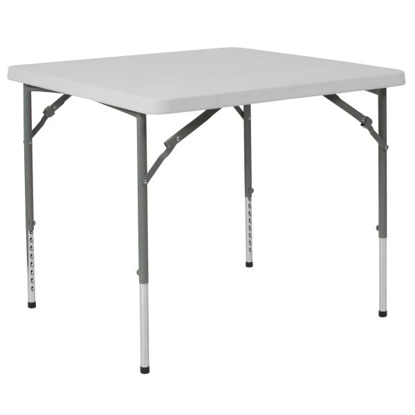 Kathryn 2.79-Foot Square Height Adjustable Granite White Plastic Folding Table 2 Kathryn 2.79-Foot Square Height Adjustable Granite White Plastic Folding Table - Image 2