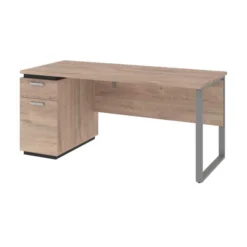 Bestar Aquarius Computer Desk - Rustic Brown & Graphite
