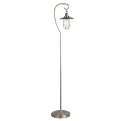 Bay Nautical Floor Lamp With Glass Shade In Brushed Nickel/Clear