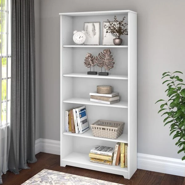 Bush Furniture Cabot Tall 5 Shelf Bookcase In White 3 Bush Furniture Cabot Tall 5 Shelf Bookcase In White - Image 3