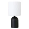 Talbot 13.25" Tall Mini Lamp With Fabric Shade In Blackened Bronze/White