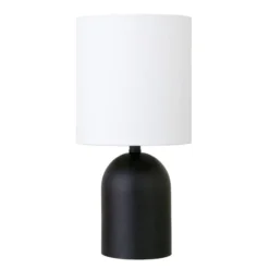 Talbot 13.25" Tall Mini Lamp With Fabric Shade In Blackened Bronze/White