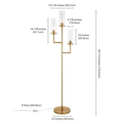 Basso 3-Light Torchiere Floor Lamp With Glass Shade In Brass/Clear -office furniture sale bb1f981a1b7ca7518e5343f7c1714d5537