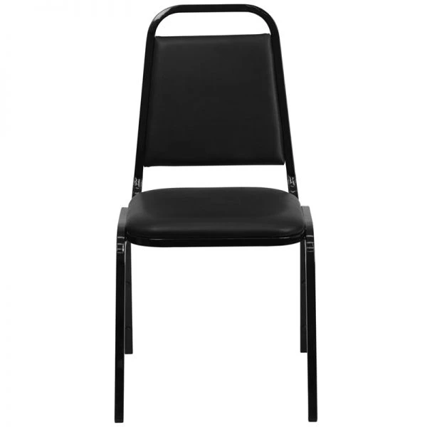 Flash Furniture HERCULES Series Trapezoidal Back Stacking Banquet Chair With Black Vinyl And 1.5'' Thick Seat - Black Frame 3 Flash Furniture HERCULES Series Trapezoidal Back Stacking Banquet Chair With Black Vinyl And 1.5'' Thick Seat - Black Frame - Image 3