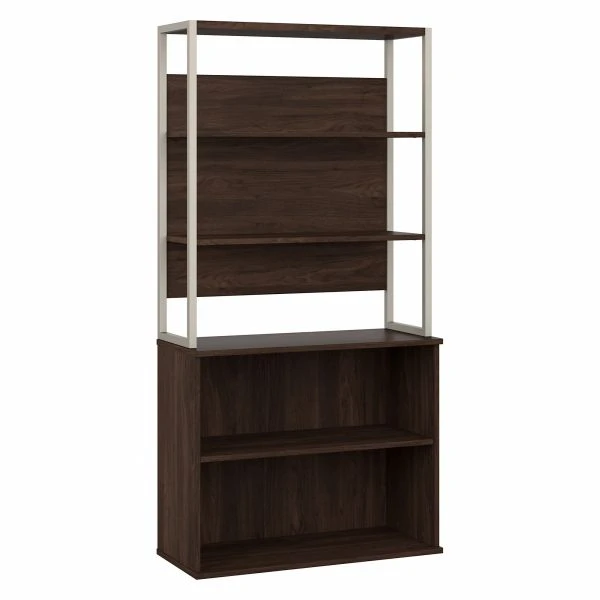 Bush Business Furniture Hybrid Tall Etagere Bookcase In Black Walnut 1 Bush Business Furniture Hybrid Tall Etagere Bookcase In Black Walnut