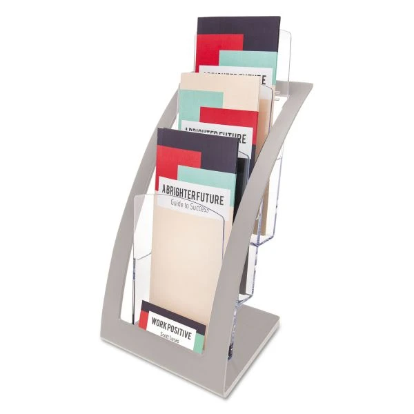 Deflecto 3-Tier Literature Holder, Leaflet Size, 6.75w X 6.94d X 13.31h, Silver 1 Deflecto 3-Tier Literature Holder, Leaflet Size, 6.75w X 6.94d X 13.31h, Silver