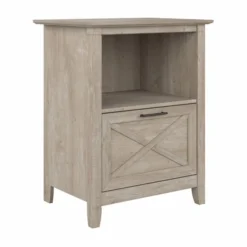 Bush Furniture Key West Lateral File Cabinet With Shelf In Washed Gray