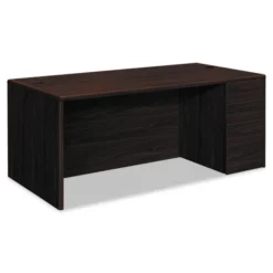 HON 10700 Series Single Pedestal Desk With Full-Height Pedestal On Right, 72" X 36" X 29.5", Mahogany