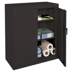 Steel Storage Cabinet, 3 Shelves, 42"H X 36"W X 18"D, Black