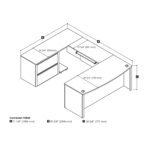 Bestar Connexion U-shaped Workstation In Slate & Sandstone 2 Bestar Connexion U-shaped Workstation In Slate & Sandstone - Image 2