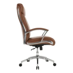 Modern Comfort Verismo Bonded Leather High-Back Executive Chair, Brown/Chrome, BIFMA Certified -office furniture sale bcbb0fd7997180133673ba9a54a540c2cf