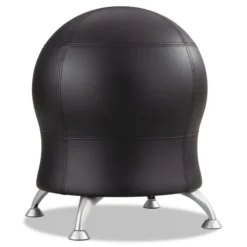 Safco Zenergy Ball Chair, Backless, Supports Up To 250 Lb, Black Vinyl Seat, Silver Base