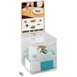 Safco Large Acrylic Collection Box, 9.25 X 9.25 X 21, Clear -office furniture sale bd23909b768d0e20aff42861ca530b1d47