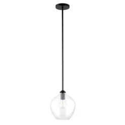 Marisa 8.63" Wide Pendant With Glass Shade In Blackened Bronze/Clear