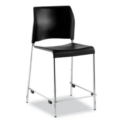 NPS Cafetorium Counter Height Stool, Supports Up To 300 Lb, 24" Seat Height, Black Seat/Back, Chrome Base, Ships In 1-3 Bus Days