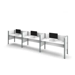 Bestar Pro-Biz Triple Side-by-side Workstation In White
