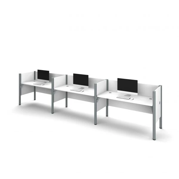 Bestar Pro-Biz Triple Side-by-side Workstation In White 1 Bestar Pro-Biz Triple Side-by-side Workstation In White