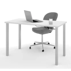 Bestar 24" X 48" Table With Square Metal Legs In White